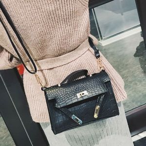 Faux crocodile satchel purse